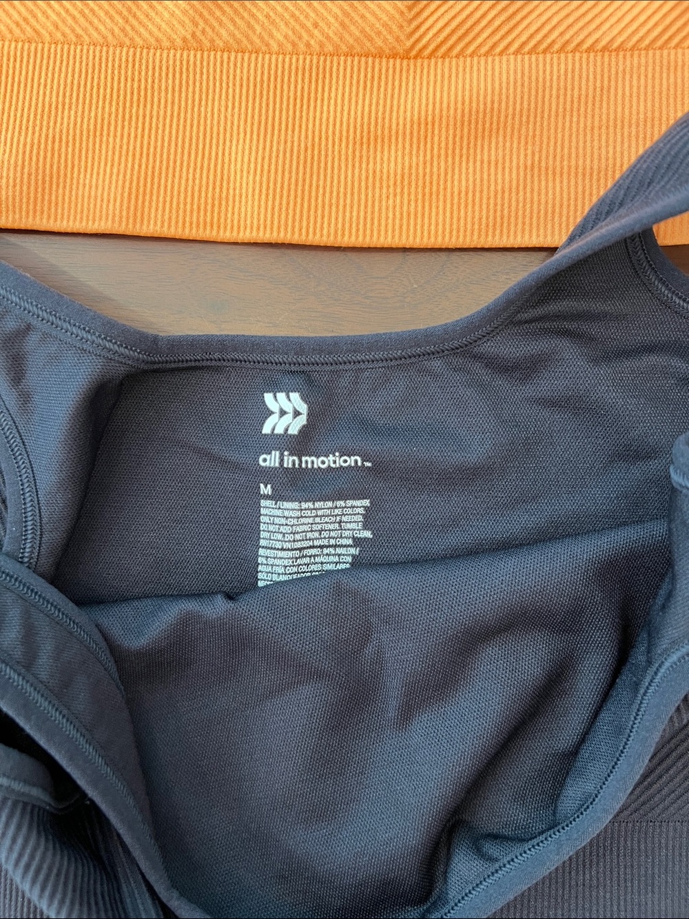 All in Motion Women’s Square Neck Tank Crop Top Bundle Orange and Black, Medium - Picture 2 of 4
